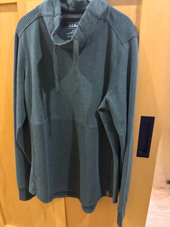 L.L. Bean Tops - L.L.Bean Textured Ribbed Mixed Media Cowl Neck Sweatshirt Large Tall Sage Green